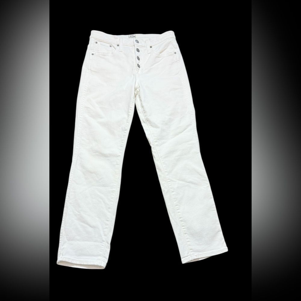J. Crew White Button Fly Vintage Straight Jeans